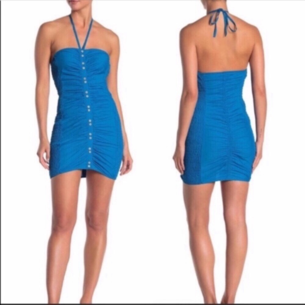 Free People Bali Babe Blue Mini Dress